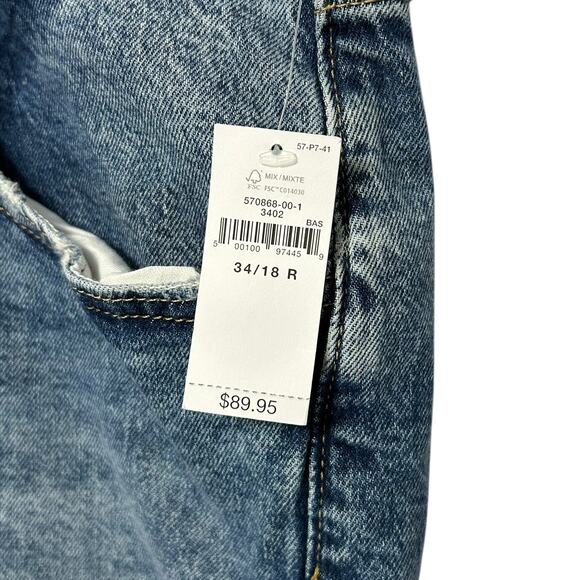 GAP Mid Rise '90s Loose Jeans NWT Women's Sz 34/18R Medium Wash Distressed Chic - Picture 5 of 9